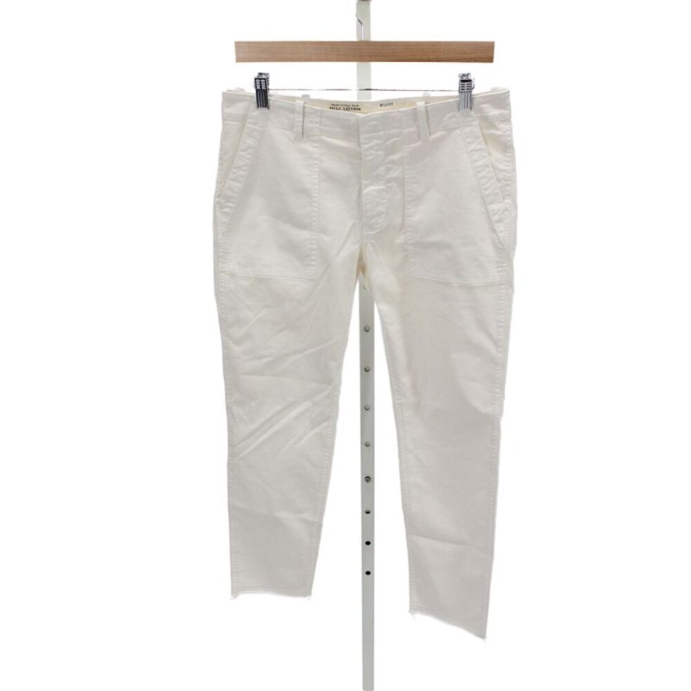 Nili Lotan Womens Chino Pants White Mid Rise Button Fly 98% Cotton Size 6
